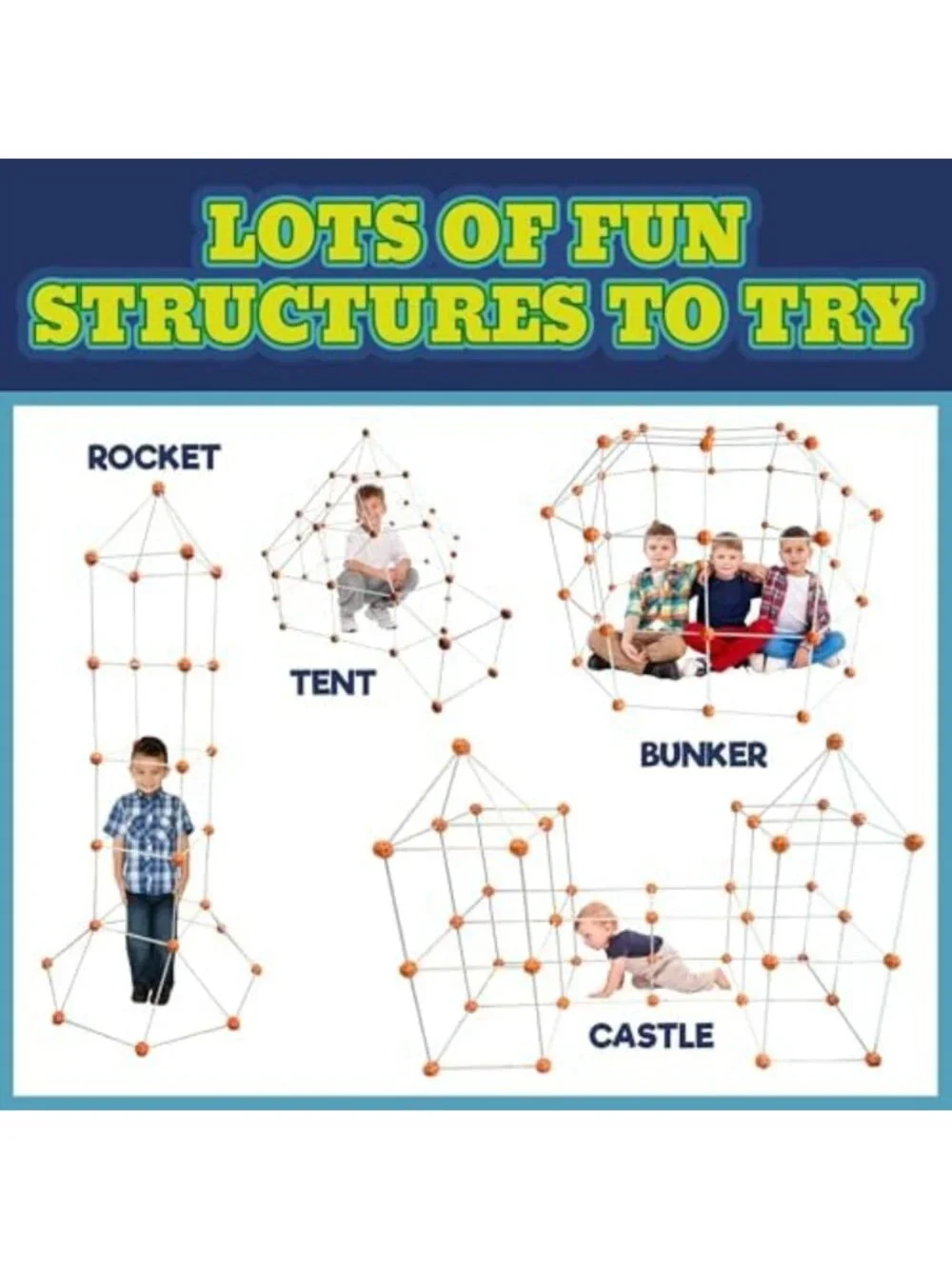 Ultimate 130-Piece Fort Building Kit for Kids - Creative Indoor Play Set